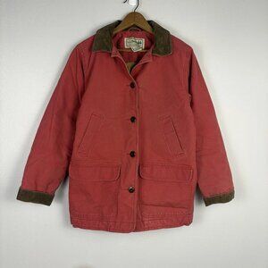 VTG LL Bean Chore Coat Red Barn Jacket Women's Small Quilted Farmhouse Country